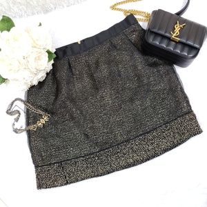 LOFT Ann Taylor Mettalic Mesh & Tweed Mini Skirt